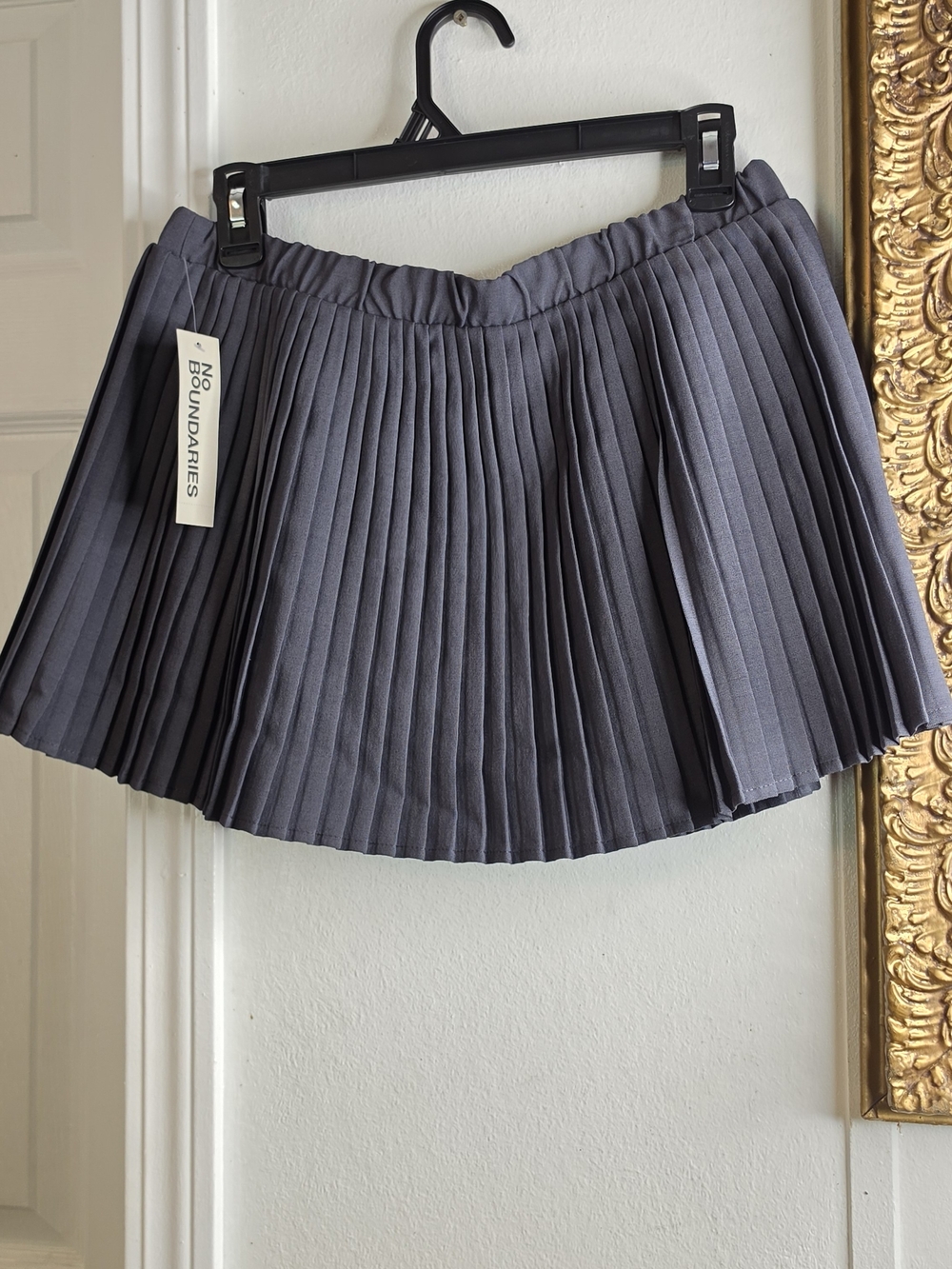 No Boundaries Pleated Mini Skirt in Charcoal Gray